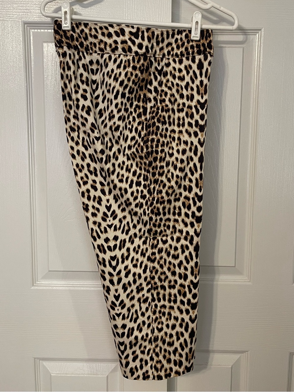 Larry Levine Leopard-Print Cropped Pants in Black and Cream